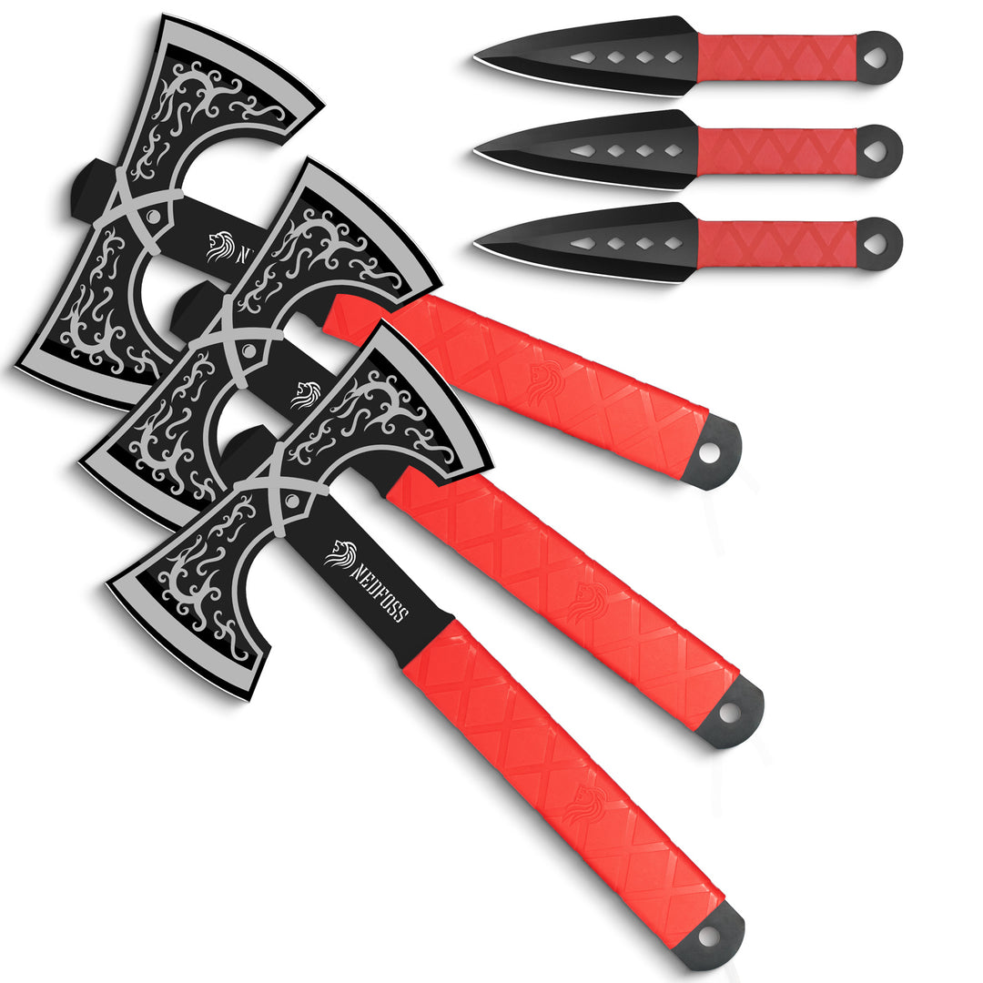 NedFoss Bear Throwing Axes and Knives Set, Pack of 6, 10.6 Full Tang –  NEDFOSS OFFICIAL STORE
