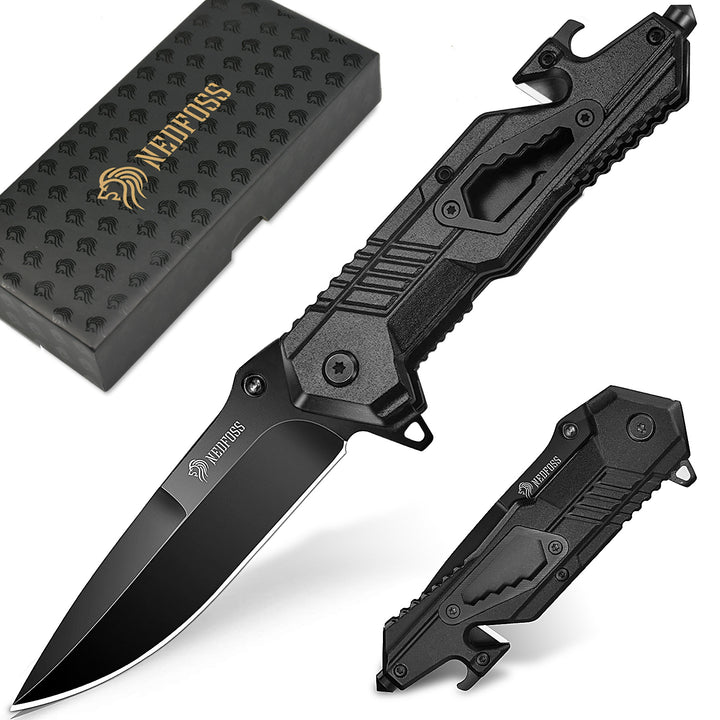 Nedfoss AK10 Tactical Pocket Folding Knife, 5 in 1 EDC Knife,3.6" 8CR14MOV Blade