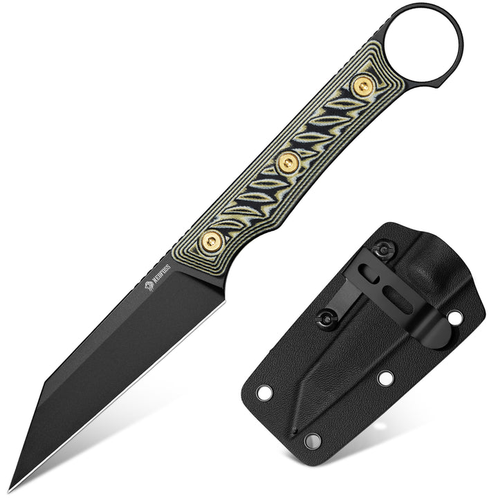 NedFoss RAVEN EDC Fixed Blade Knife with Sheath, 3.4" 14C28N Steel Hunting Knife with G10 Handle, Camping Fixed Blade Small EDC Knives for Hiking, Survival