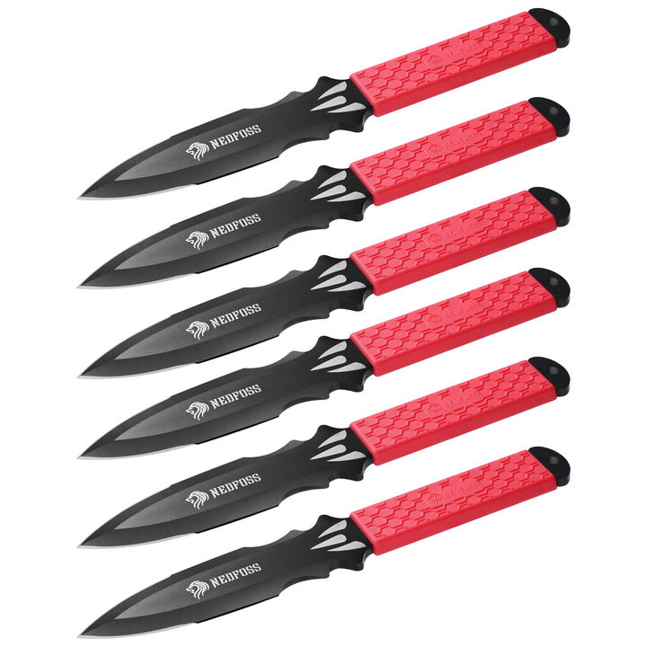 NedFoss BRAMBLE Throwing Knives 6Pack, 10" Full Tang Design, 0.2" Thick Blade, Inovative TPR Rubber Wrapped Handle, Throwing Knife Set with All-in-one Sheath for for Beginner or Pro