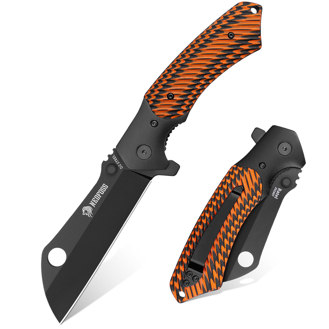  NedFoss Pocket Knife for Men, 4 inch D2 Steel Folding Knife  with Clip, G10 Handle, Safety Liner Lock, Sharp Pocket Knives, Survival  Knife for Hiking Camping Gifts for Men : Tools