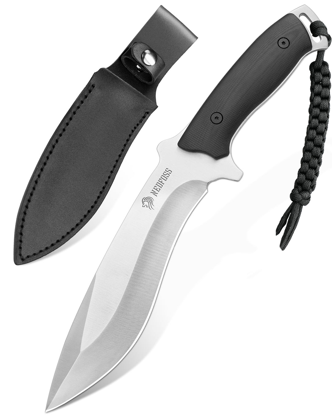 Nedfoss Kukri Outdoor Knife,6.3" Full Tang Fixed Blade Bushcraft Knife with G10 Handle