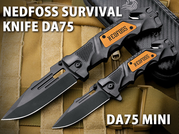 NedFoss DA75 Tactical Pocket Knife , 3 in 1 Folding Knife with Seat Belt Cutter, Glass Breaker