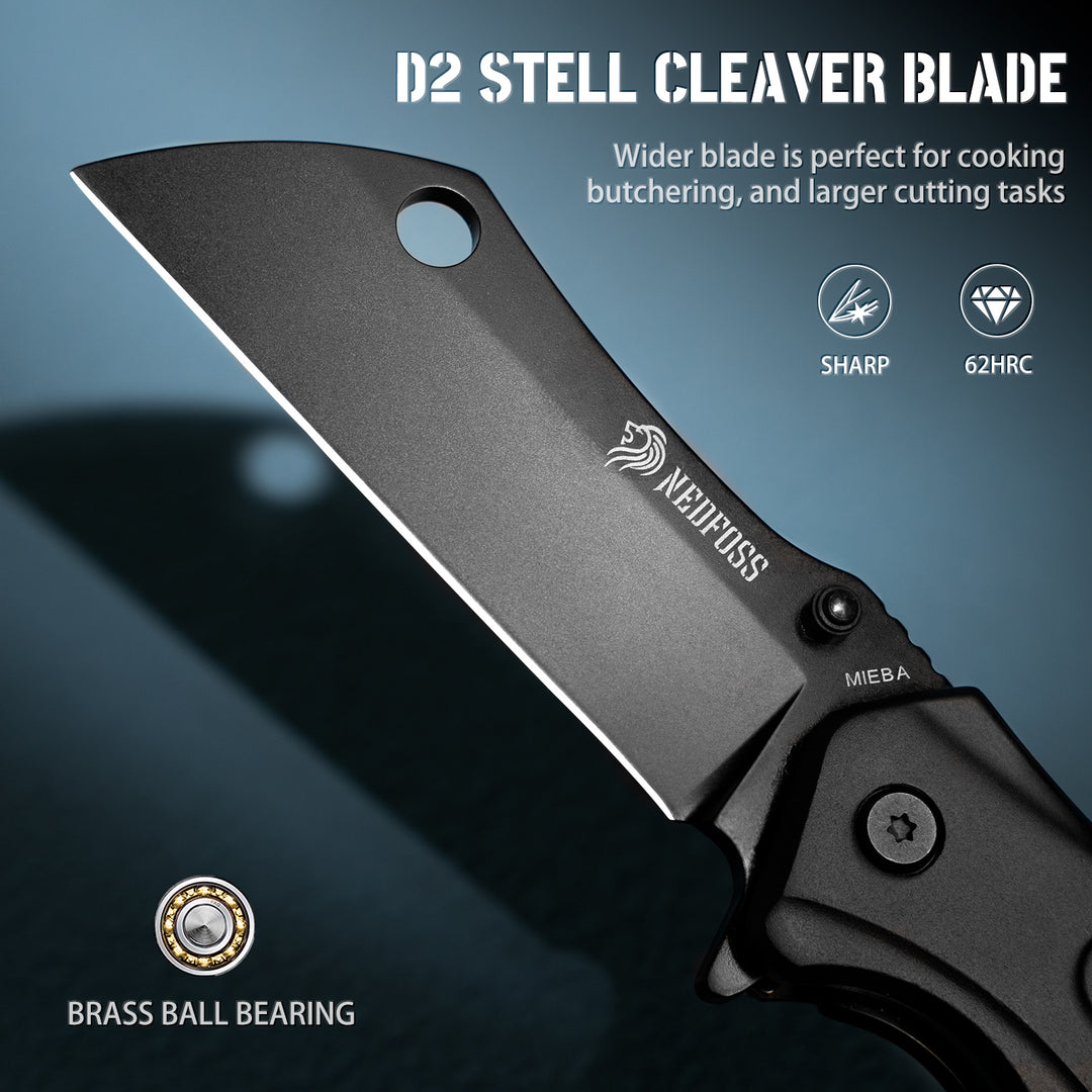 Mieba Pocket Knife ,D2 Steel Blade Folding Cleaver Pocket Knives with ...