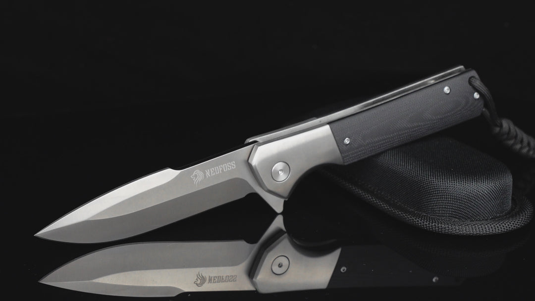 NedFoss Pocket Knife for Men, 4 inch D2 Steel Folding Knife with Clip, G10  Handle, Safety Liner Lock, Sharp Pocket Knives, Survival Kni