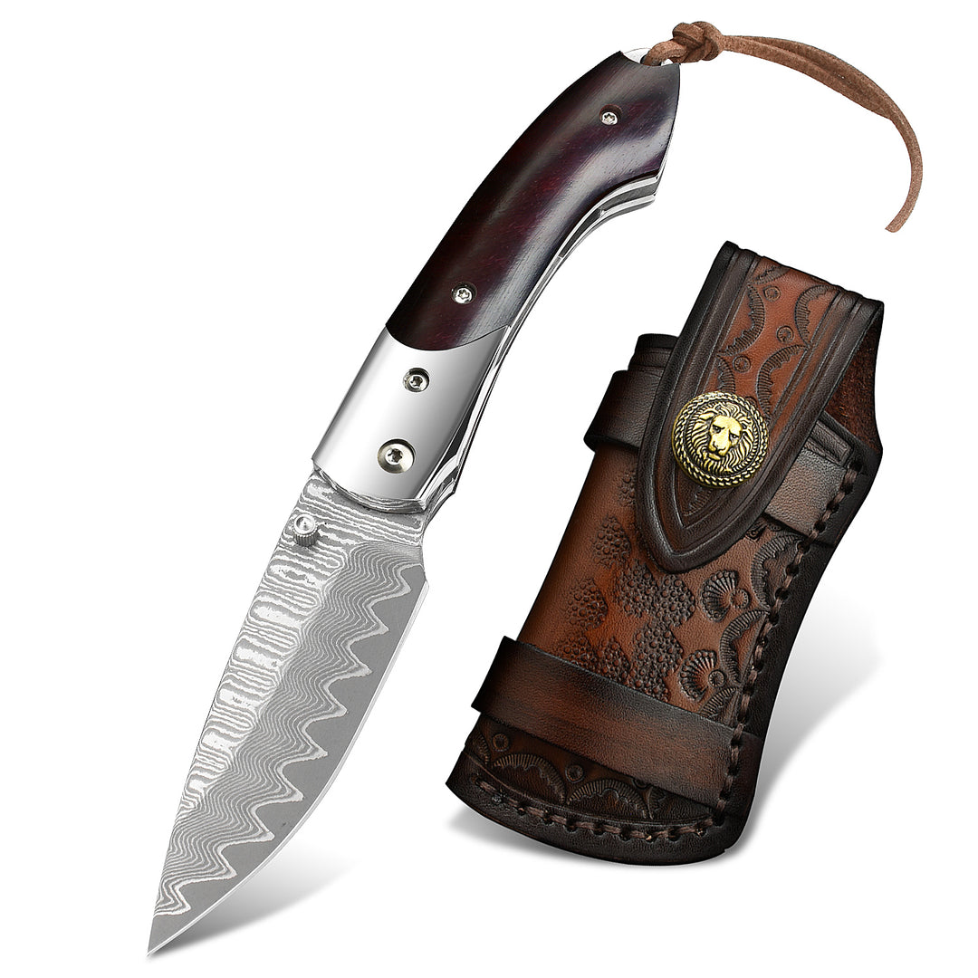 NedFoss Griffin Damascus Pocket Knife, VG10 Damascus Steel Blade
