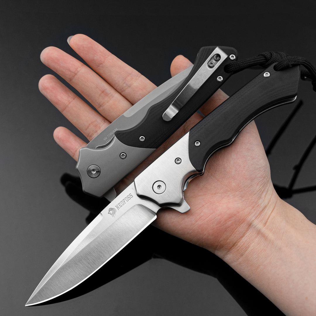 NedFoss Pocket Knife for Men, 4 inch D2 Steel Folding Knife with Clip, G10  Handle, Safety