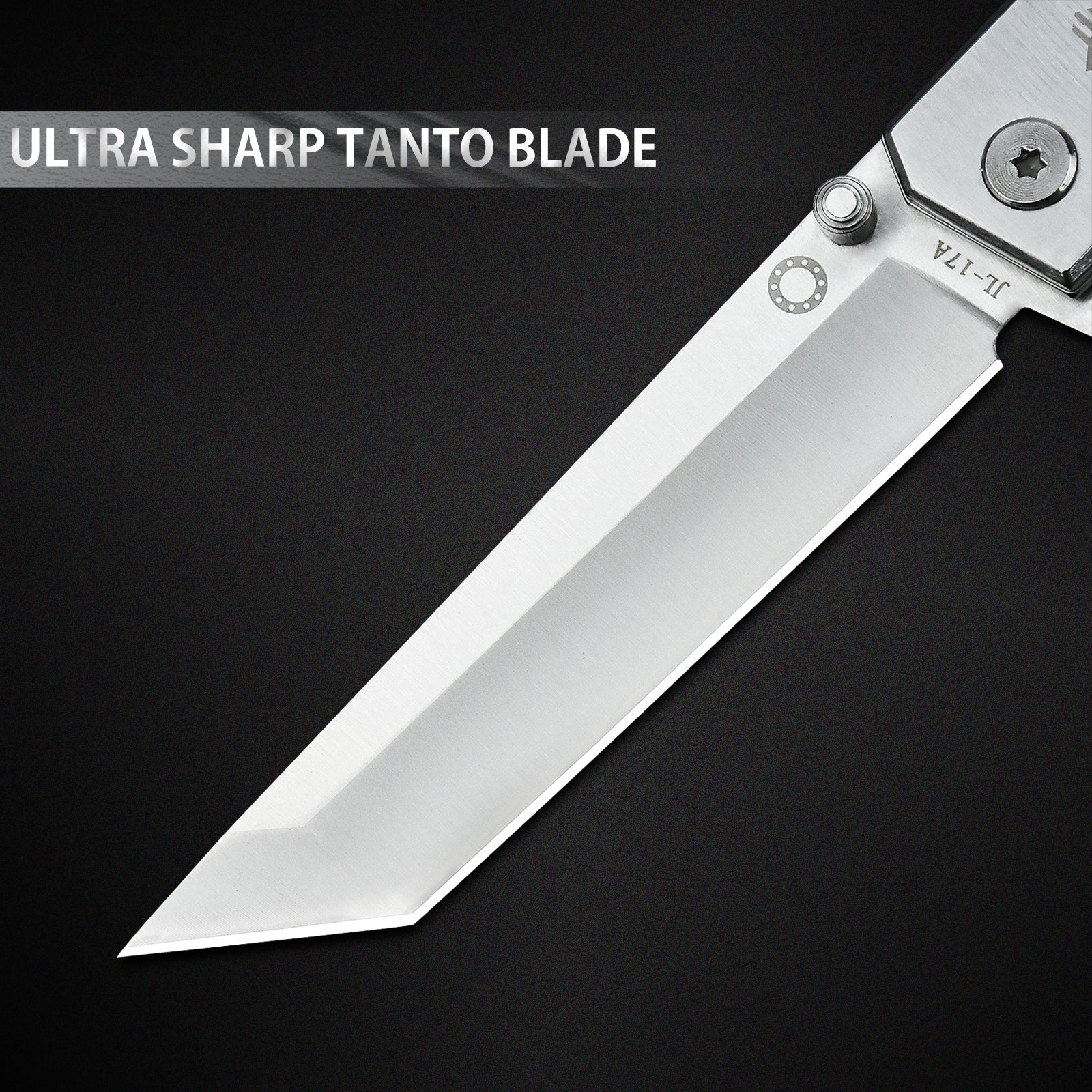 Tanto Pocket Knife with Glass Breaker, Slingshot, Pocket Clip 